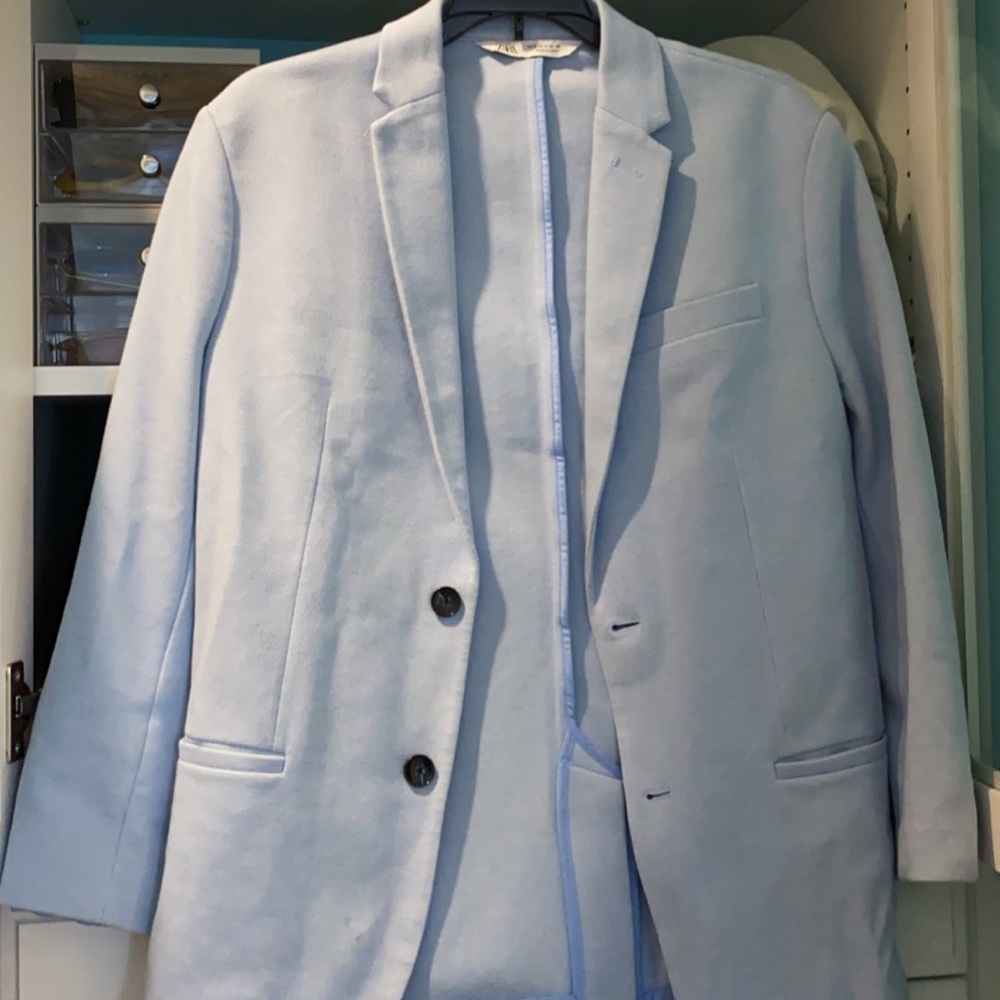 mens blue fancy coat jacket with buttons
